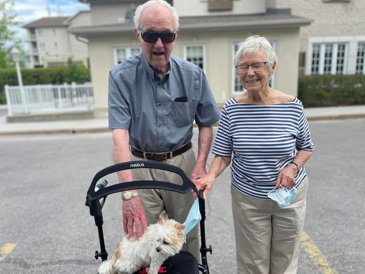 Diana's parents and Cooper out for a walk